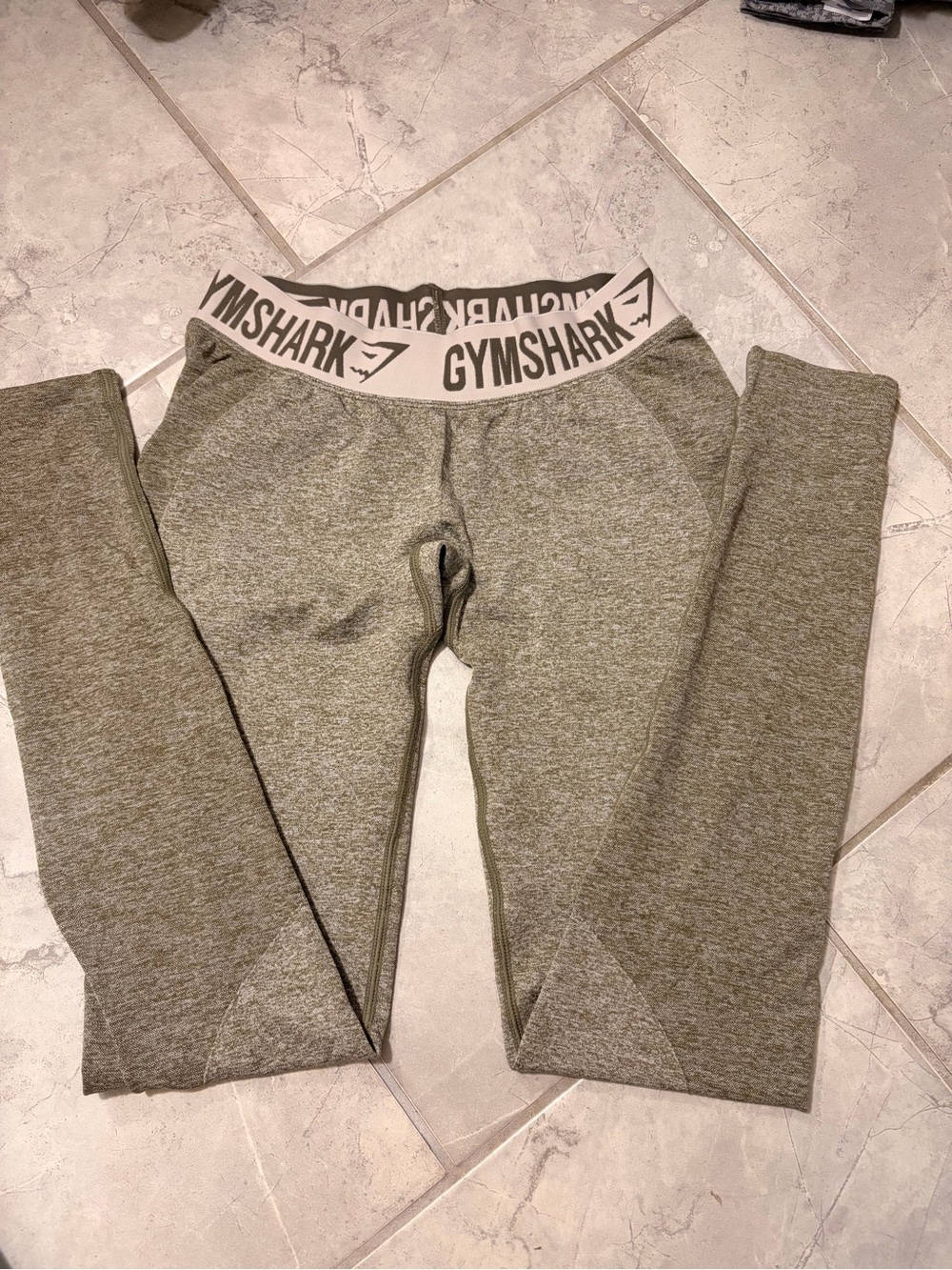 Gymshark Olive Green Leggings with Branded Waistband